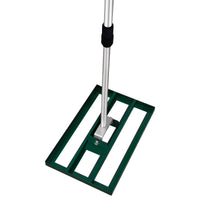 Livellatrice 50cm Rastrello Livellatore Acciaio Verde 1,9m Manico Estensibile Erba