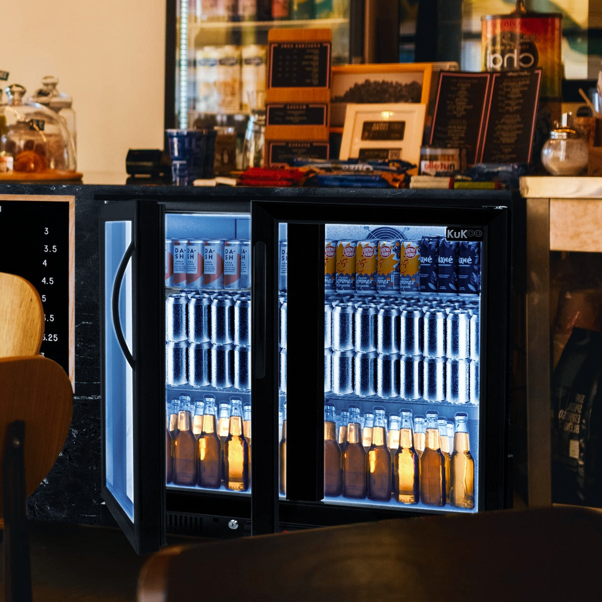 Frigorifero Refrigeratore Bar commerciale a doppia porta a battente Birra Vino Luce LED