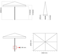 Ombrellone da Giardino 2,5x3,5m in Legno Ø48 mm Telo in Acrilico Ecrù