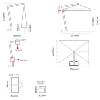 Ombrellone da Giardino Decentrato 2x3m in Legno Telo in Acrilico Ecrù