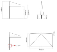 Ombrellone da Giardino Mezzaluna 2x3m in Legno Ø57 mm Telo in Acrilico Ecrù