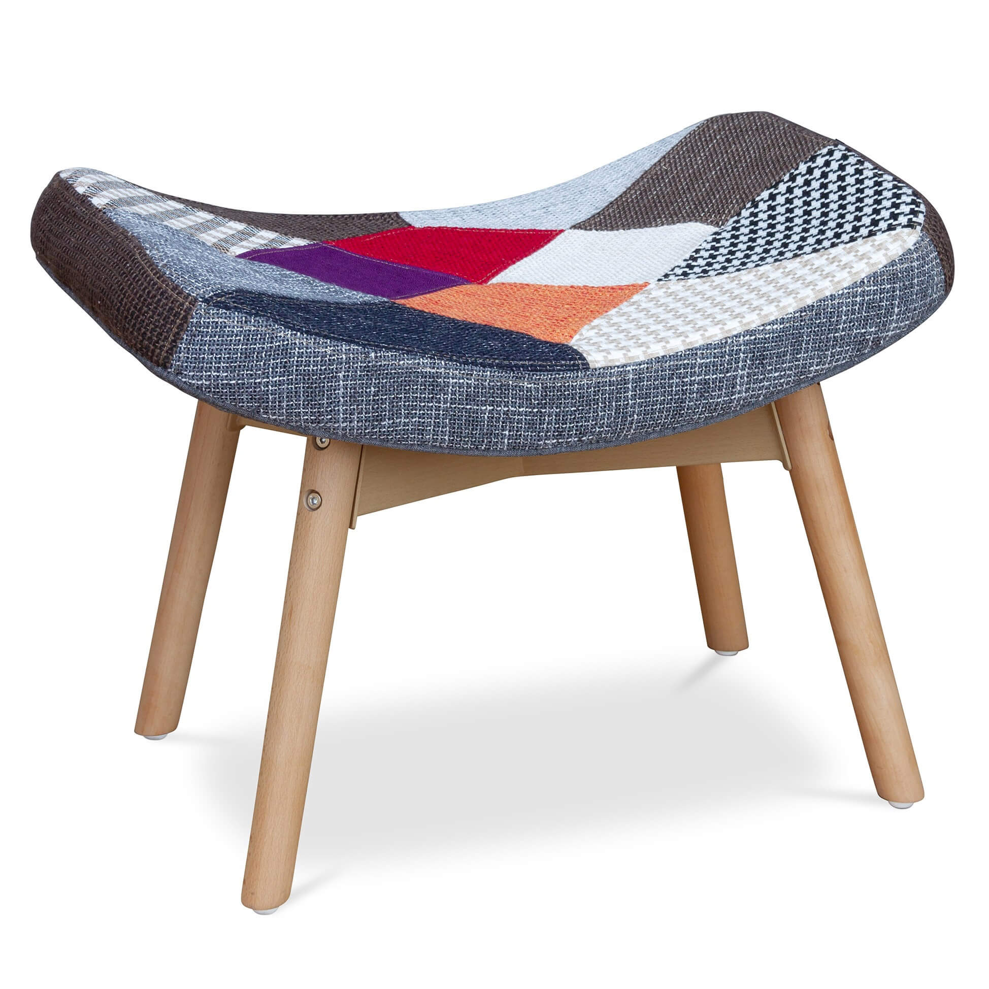 Poltrona Relax con Pouf Poggiapiedi in Tessuto Patchwork