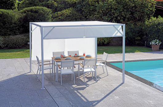 Pergola da Giardino 3x3m in Ferro Telo in Poliestere Bianco