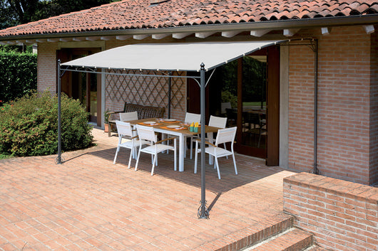 Pergola da Giardino 3x2,5m in Ferro Telo in Poliestere Sabbia