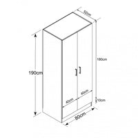 Armadio 2 Ante 80x52x180 h cm in Truciolare bilaminato Bianco