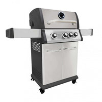 Barbecue a Gas GPL Montana 3 Fuochi + 1 con Fornello Laterale 120x57x114 h cm in Acciaio Grigio