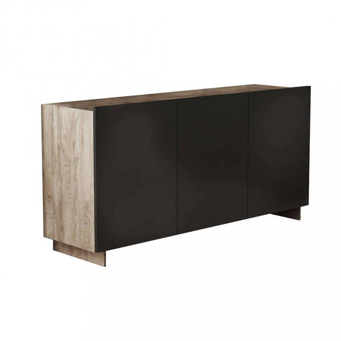 Credenza Carlile Antracite e Rovere Chiaro 150x40x76 h cm in Truciolare bilaminato Nero