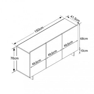 Credenza Carlile Antracite e Rovere Chiaro 150x40x76 h cm in Truciolare bilaminato Nero