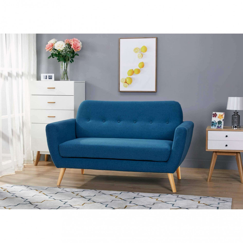 Divano 2 Posti Burton 147x79x86 h cm in Tessuto Blu