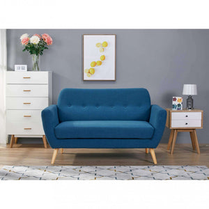 Divano 2 Posti Burton 147x79x86 h cm in Tessuto Blu