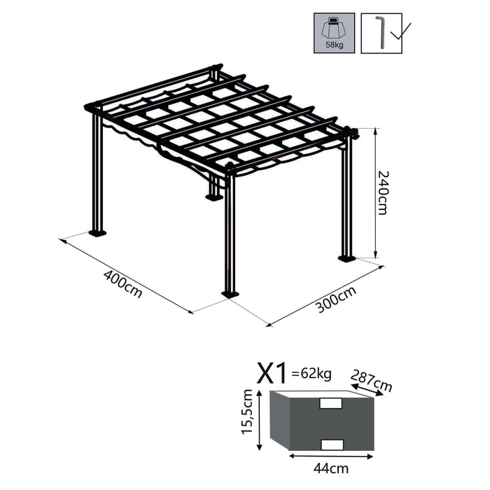 Pergola da Giardino 3x4 m in Alluminio Bianco