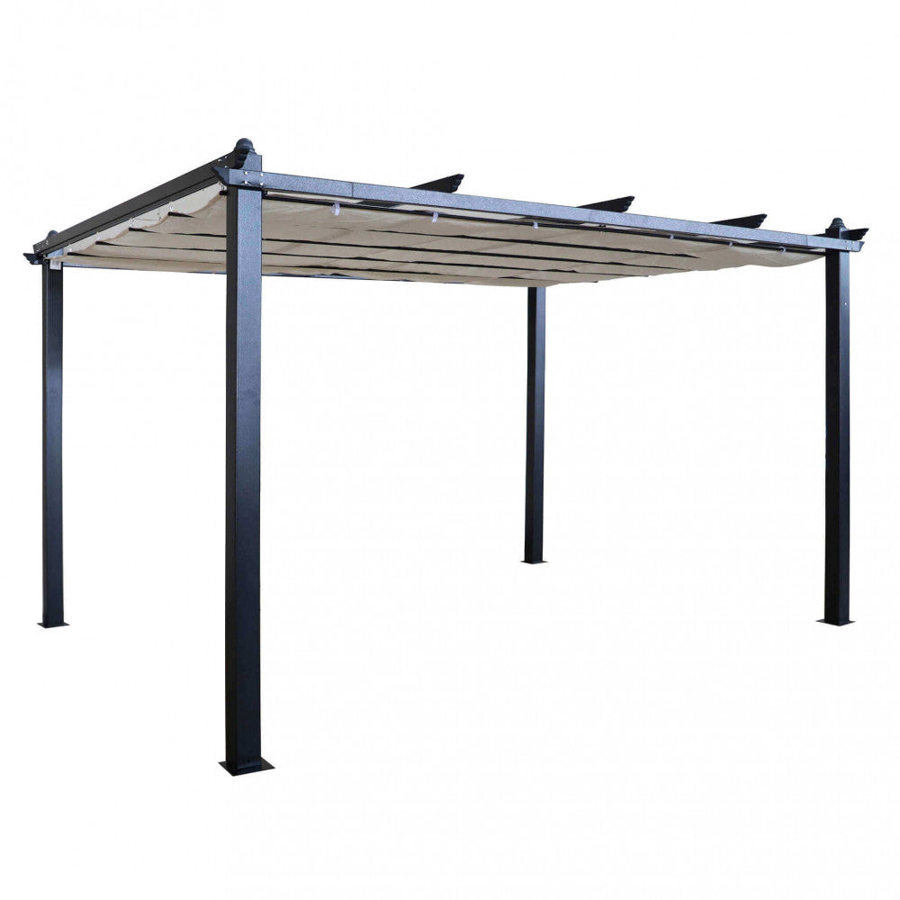 Pergola da Giardino 3x4 m in Alluminio Antracite Telo Beige