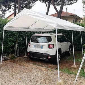 Gazebo Auto 3x6 m in Acciaio Bianco