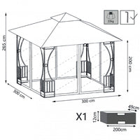 Gazebo Hogan 3x3x265 h m in Acciaio Antracite