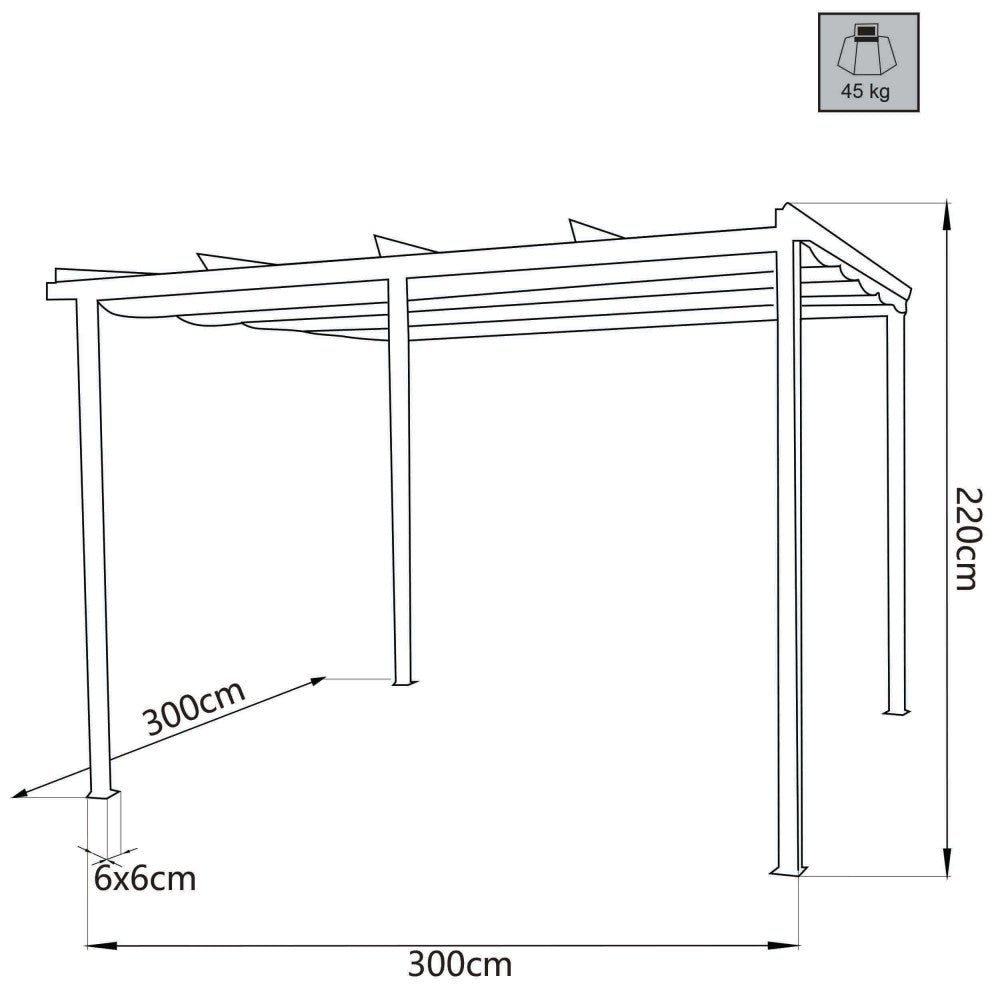 Gazebo Lepanto 3x3 m in Acciaio Antracite