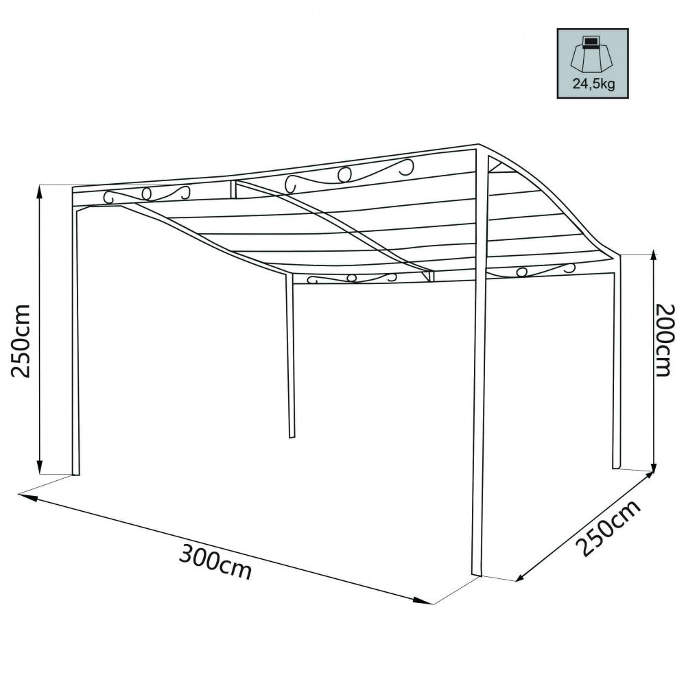 Gazebo Pergola 3x2,5 m in Acciaio Antracite