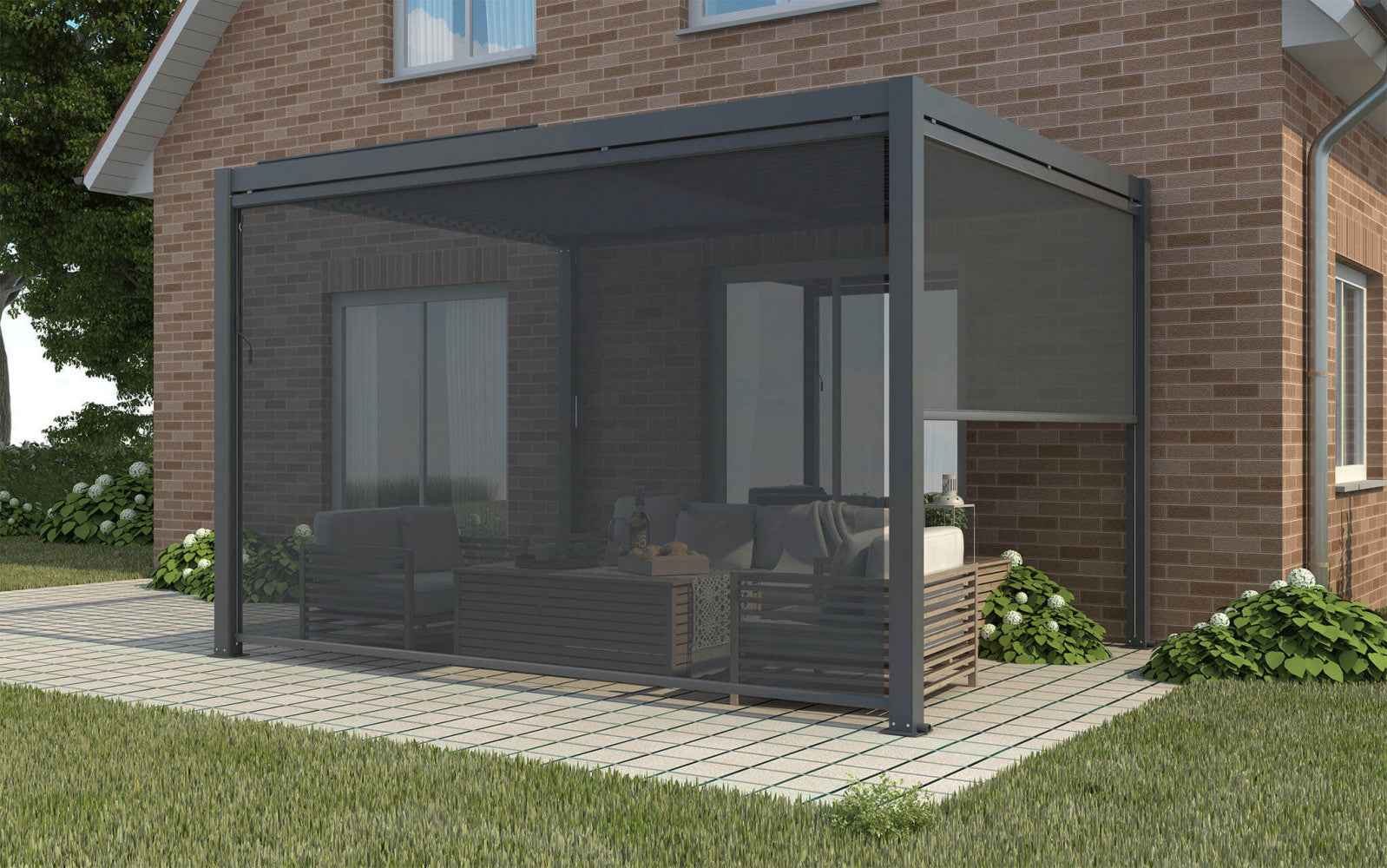 Laterale per Pergola Bioclimatica 3x4 3x4 m in Textilene Grigio