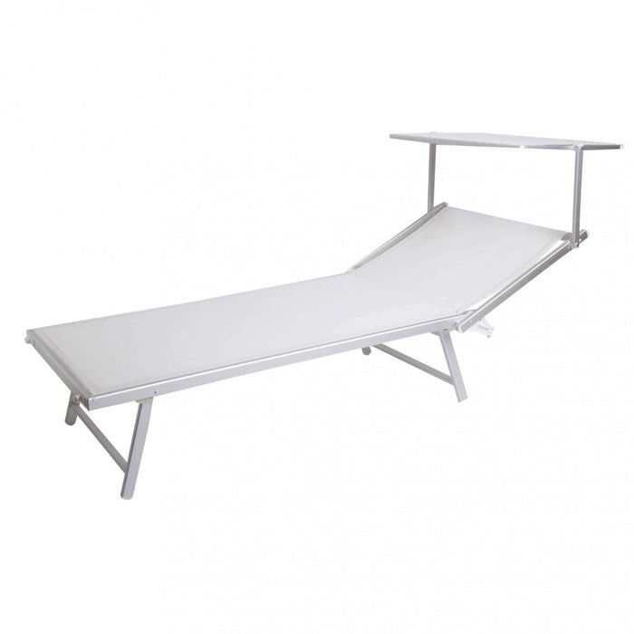 Lettino Prendisole da Giardino Cefalu XXL 213x85,5x40 cm in Alluminio Bianco