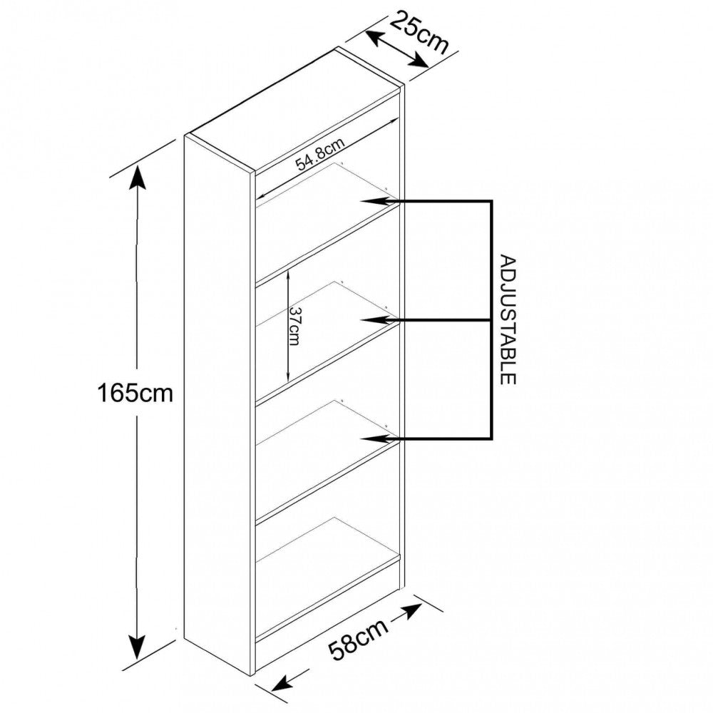 Libreria Line 60x24x170 h cm in Truciolare bilaminato Bianco