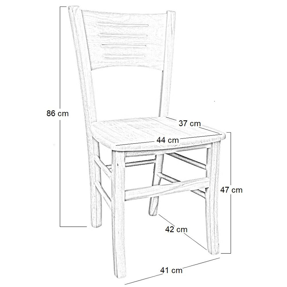 Sedia in legno Amelia grezza da verniciare con seduta in legno massello