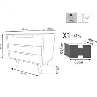 Mobile Brisbane 80x35,5x66,5 h cm in Legno Multicolor