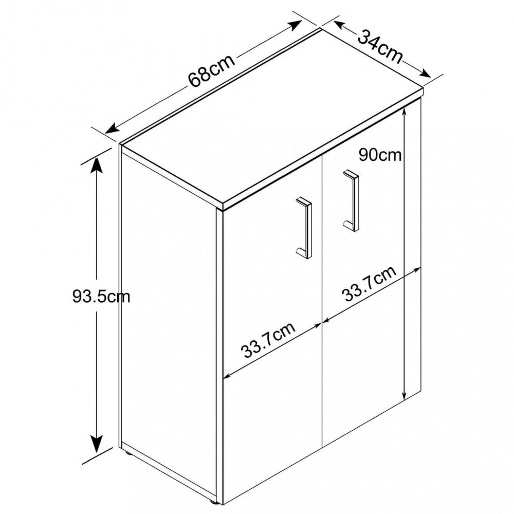 Mobiletto 2 Ante River 68x34x93,5 cm in Truciolare bilaminato Bianco