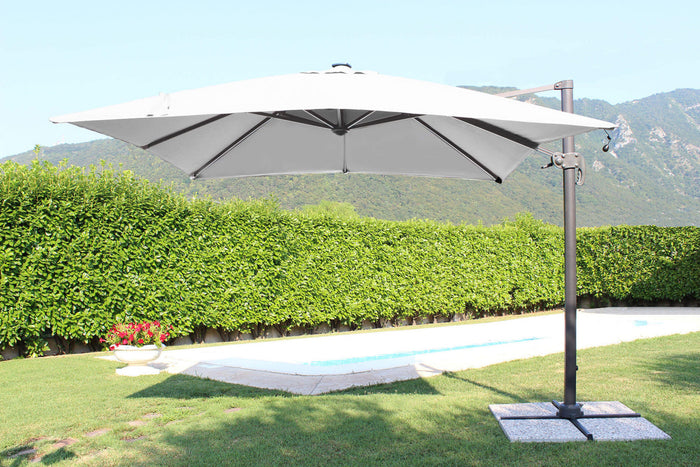 Ombrellone da Giardino con Led Pitagora 3x3 m in Alluminio Antracite Telo Grigio