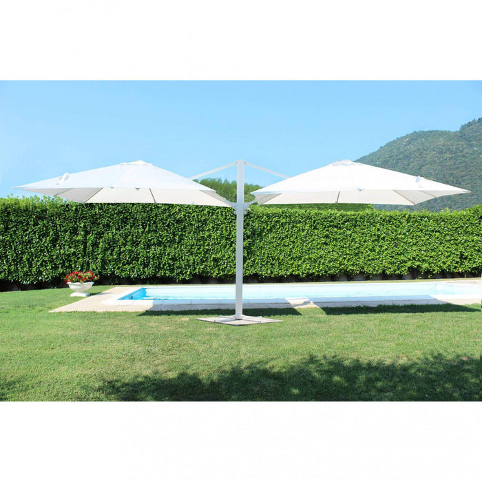 Ombrellone da Giardino Doppio Archimede 3x3 m in Alluminio Bianco Telo Bianco