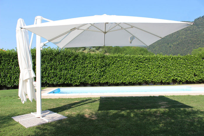 Ombrellone da Giardino Doppio Archimede 3x3 m in Alluminio Bianco Telo Bianco