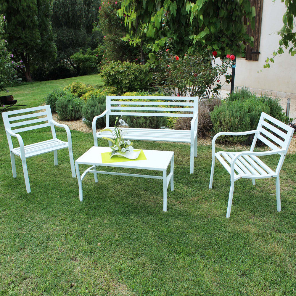 Panchina Chloe 2 Posti 128x56x85 h cm in Acciaio Bianco