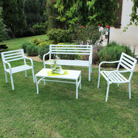 Panchina Chloe 2 Posti 128x56x85 h cm in Acciaio Bianco