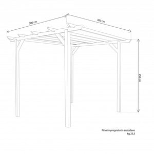 Pergola 300x300x250 h cm in Legno Marrone