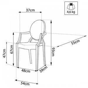 Poltrona Cannes 55x54x93 h cm in Policarbonato Trasparente