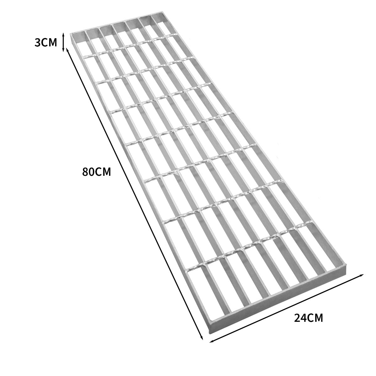 Griglia passerella in acciaio zincato griglia pavimento con scarico grigliato grondaia - 800 mm x 240 mm