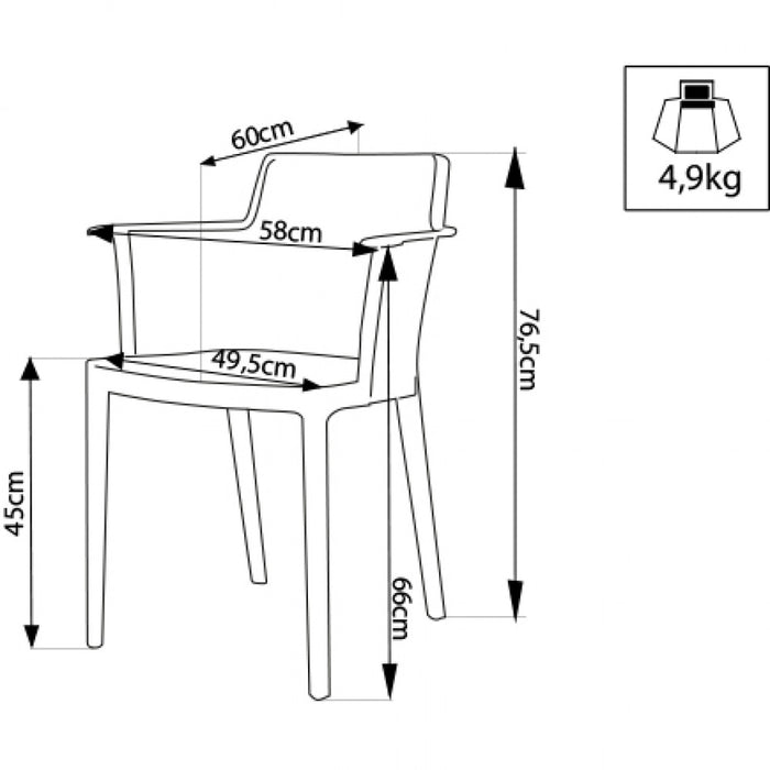 Poltrona Cathy 60x58x76,5 cm  in Polipropilene Tortora