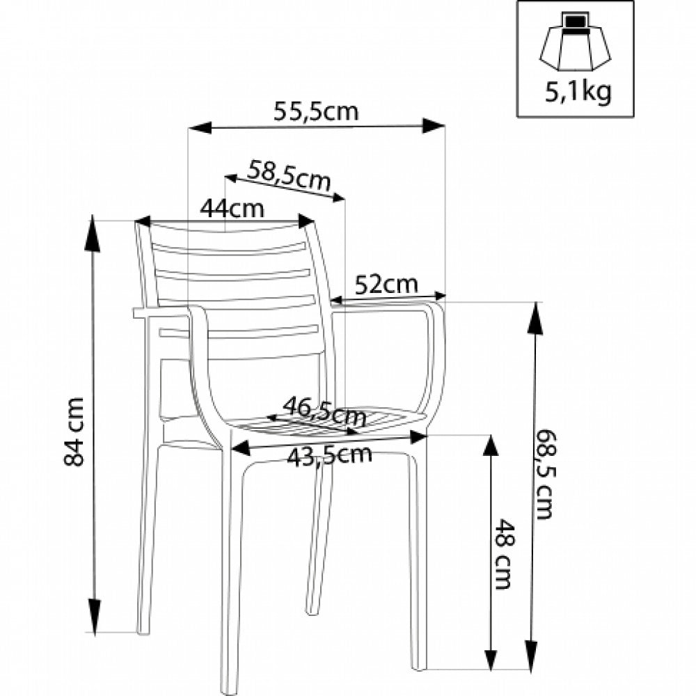 Poltrona Eveline 58,5x55,2x84 cm  in Polipropilene Antracite