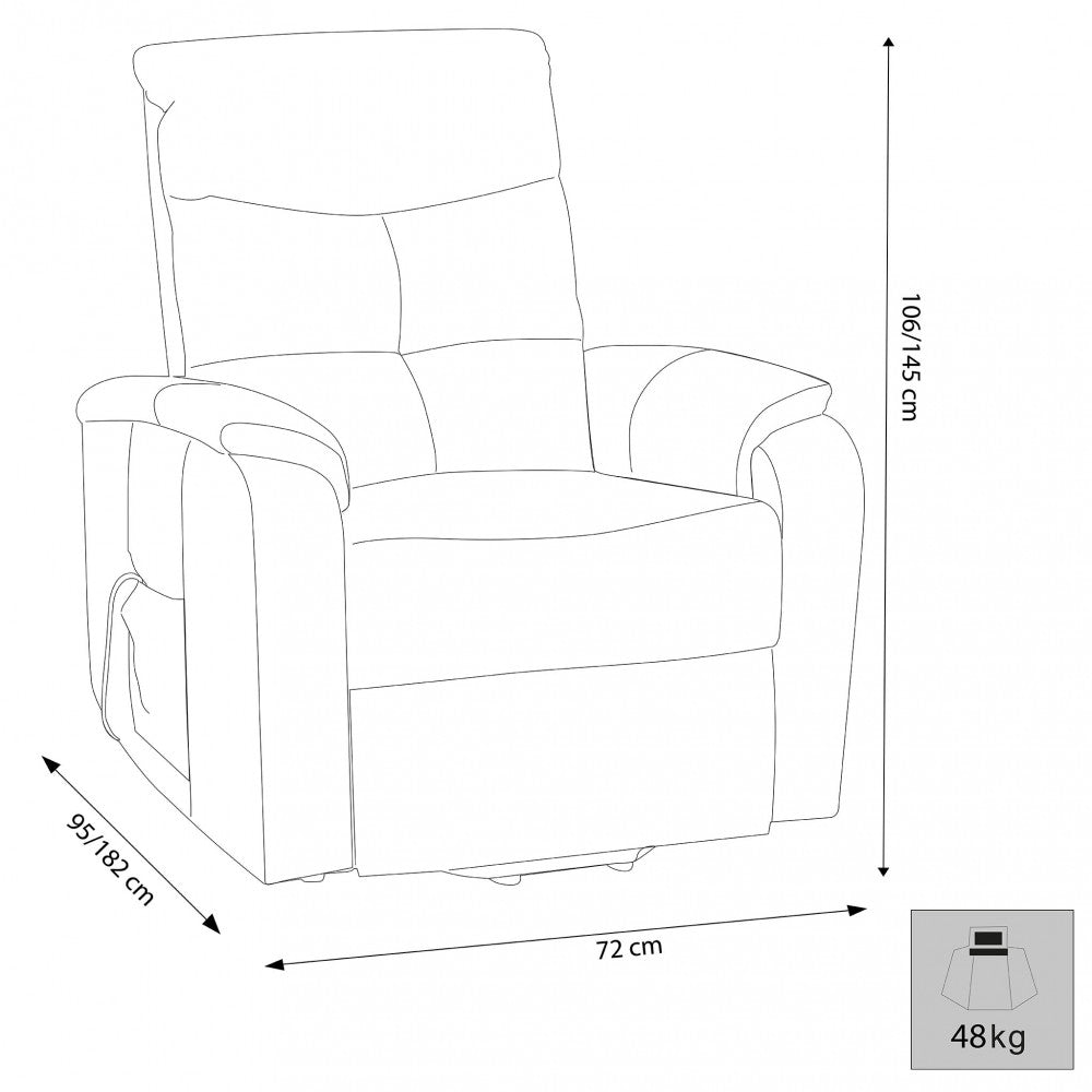 Poltrona Relax Elettrica 72x95/182x106/145 h cm in Similpelle Marrone