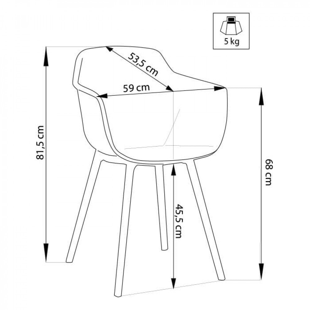 Sedia da Giardino Vannes 49x48,5x81,5 h cm in Plastica Tortora