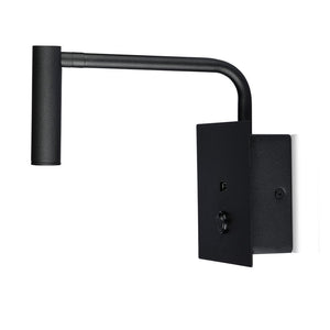 Luce laterale dell'hotel a LED da 3W (lampada a parete) con interruttore e porta USB 3000k-nera