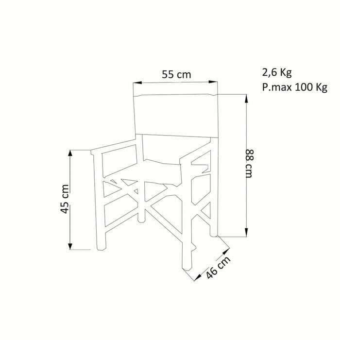 Sedia Regista da Giardino Siena 55x46x45/88 h cm in Textilene Tortora