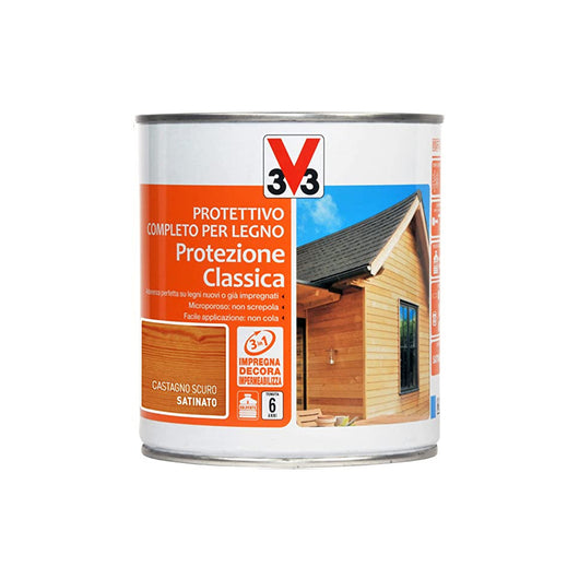 Protettivo Completo Per Legno Per Proteggere E Decorare I Rivestimenti In Legno Esterni Ed Interni Castagno Scuro 2,5Lt-V33