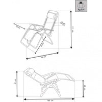 Sedia Sdraio Zero Gravity Reclinabile Pieghevole 165x79x117 h cm in Metallo e Oxford Nero