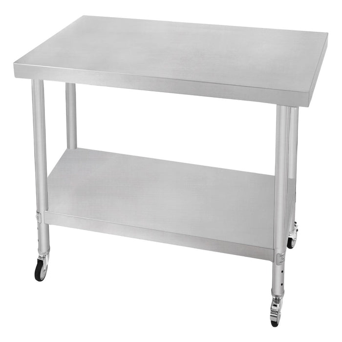 Banco di lavoro per ristorazione Tavolo in acciaio inox per la preparazione degli alimenti Cucina mobile 76cm x 90cm x 86cm