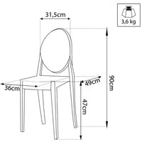 Sedia Louvre 49x36x90 h cm in Policarbonato Trasparente