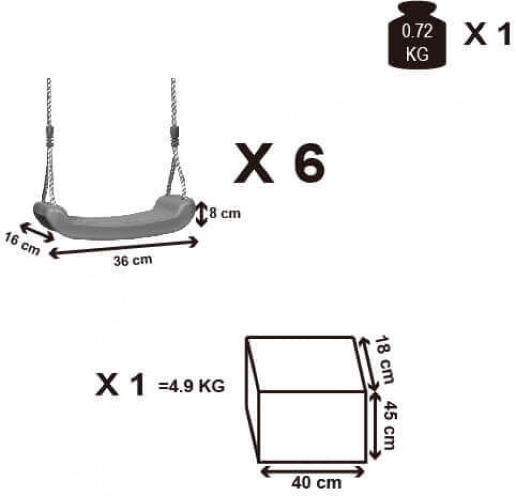 Seggiolino Singolo 38x16 cm in Plastica Multicolor