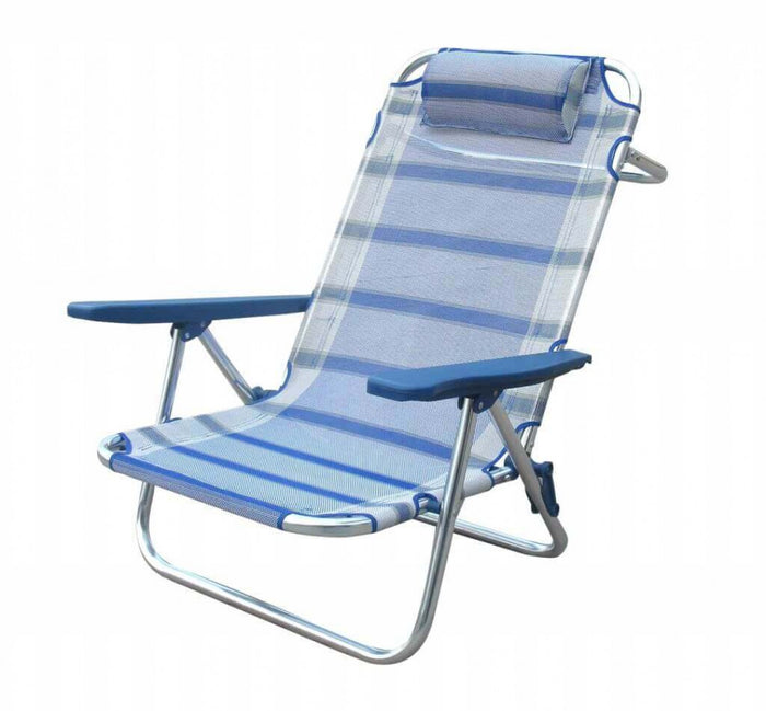 Spiaggina con Braccioli Regolabile 65x67x83 h cm in Alluminio e Textilene Blu