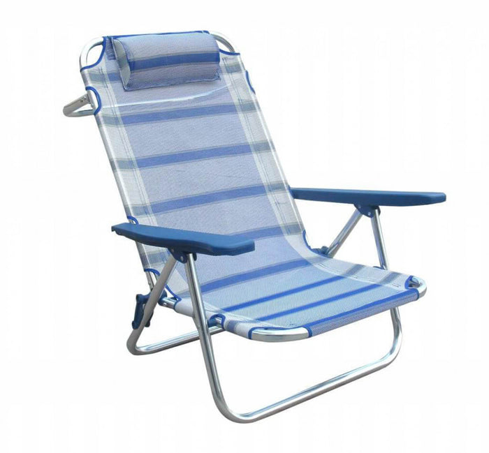 Spiaggina con Braccioli Regolabile 65x67x83 h cm in Alluminio e Textilene Blu