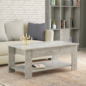 Tavolino Salotto Myrto 110x60x44 h cm in Truciolare bilaminato Grigio Effetto Cemento