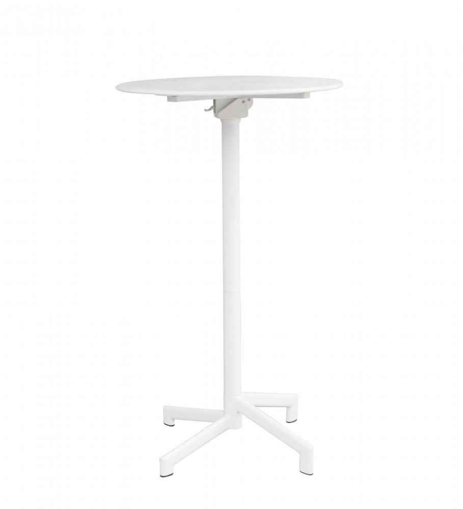 Tavolo Alto Vega Ø60x102 h cm in Acciaio Bianco