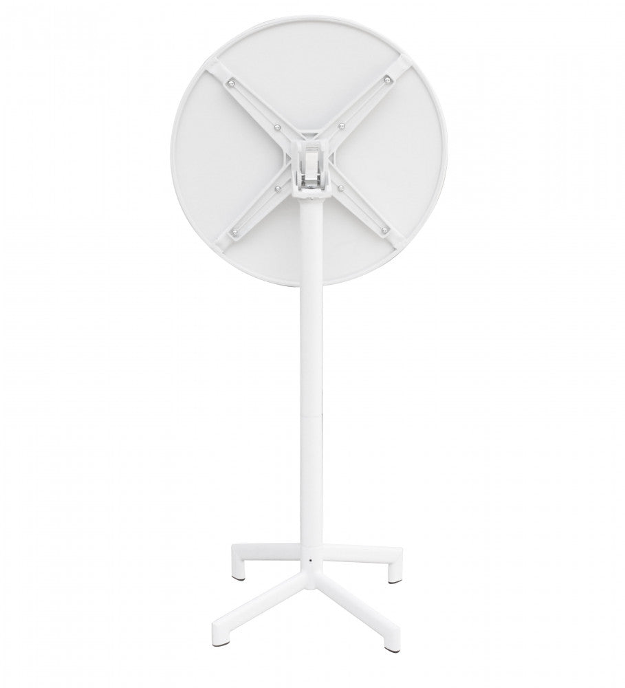 Tavolo Alto Vega Ø60x102 h cm in Acciaio Bianco